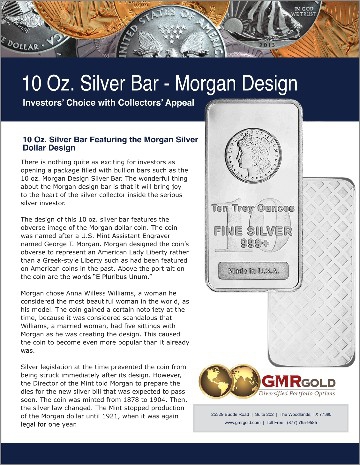 10 Oz. Silver Bar Featuring the Morgan Silver Dollar